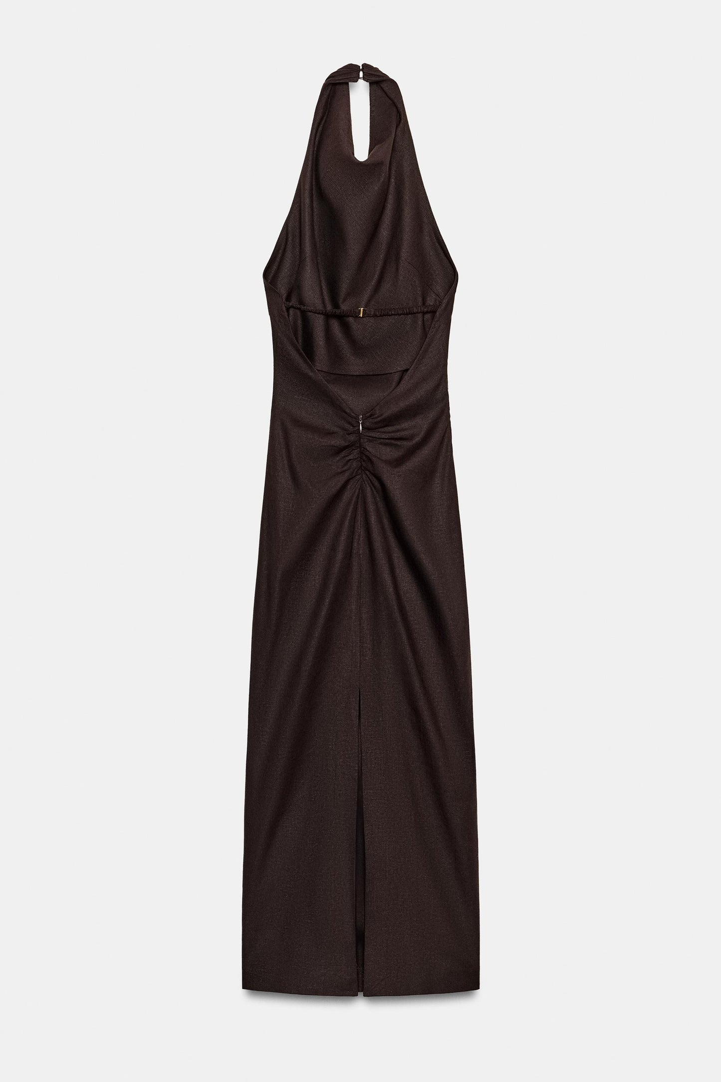 ROBE MI-LONGUE EN LIN À ENCOLURE AMÉRICAINE