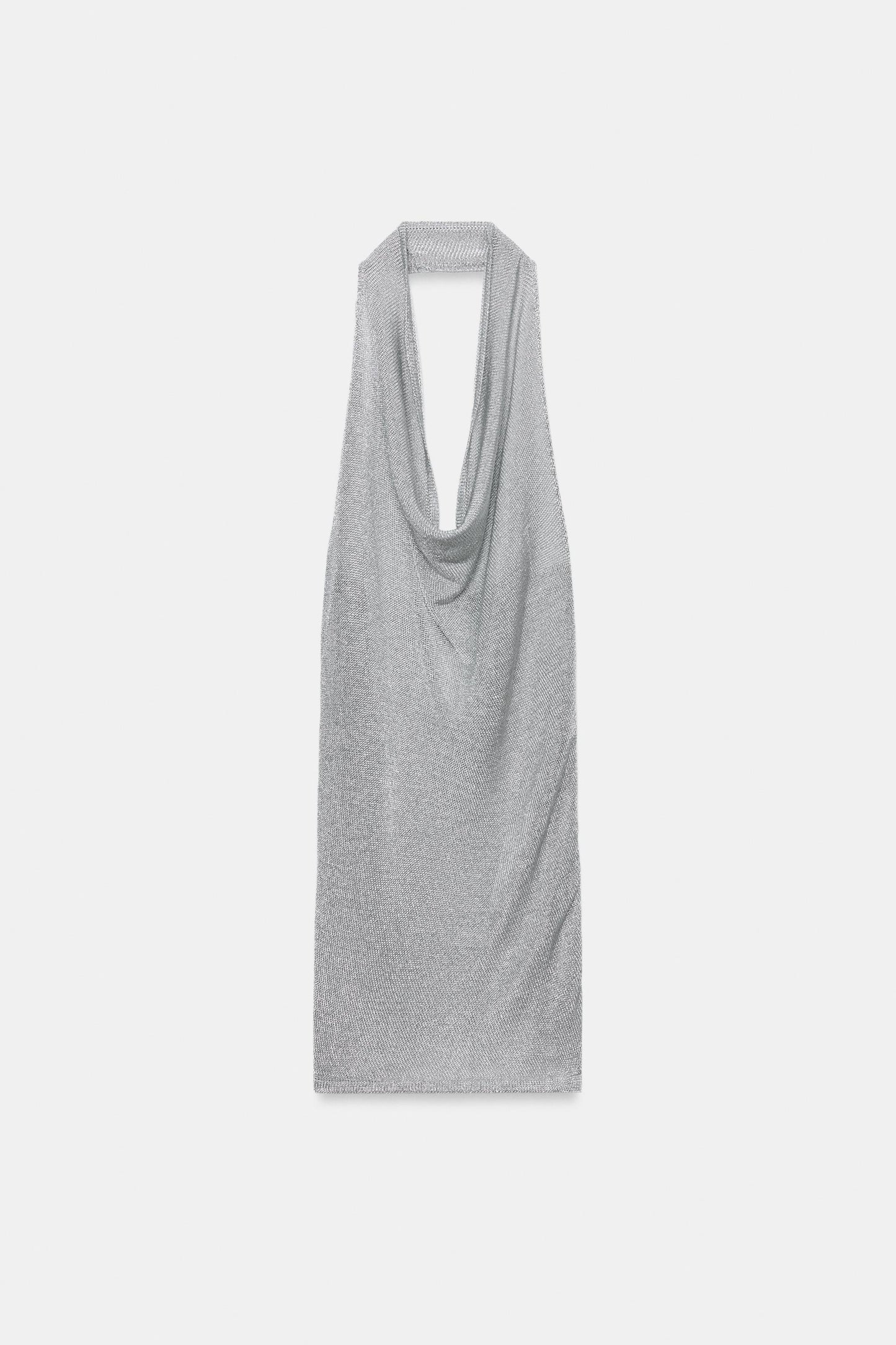 ROBE EN MAILLE HALTER FIL MÉTALLISÉ